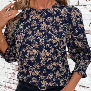 Boho Blouse - Navy Floral